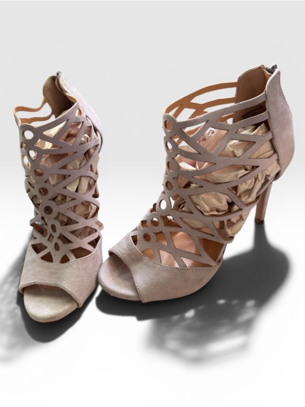 Women's Nude Cutout Peep-Toe Stiletto Heels - Picture 2 of 3